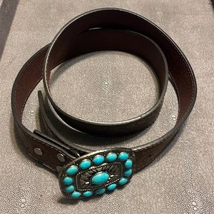 BC belt with teal stoned buckle